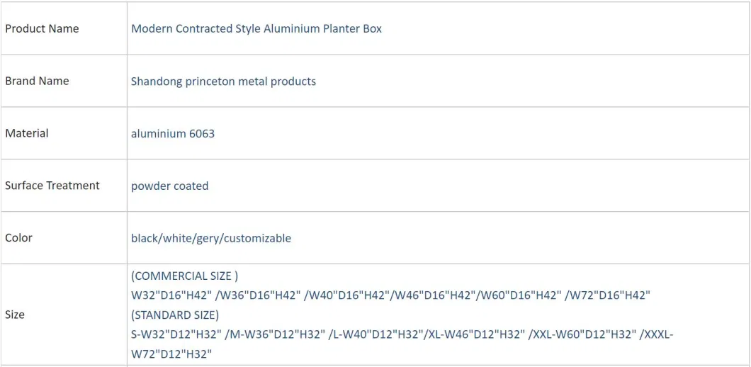 Factory Supply DIY Easy Install Aluminum Flower Garden Planter Box